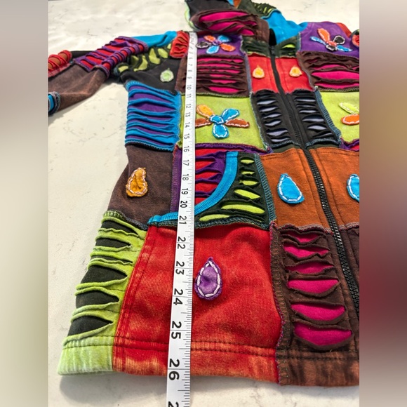 VTG Y2K Rising International Bohemian Hippie Peace Full Zip Hoodie Size L - Picture 7 of 8